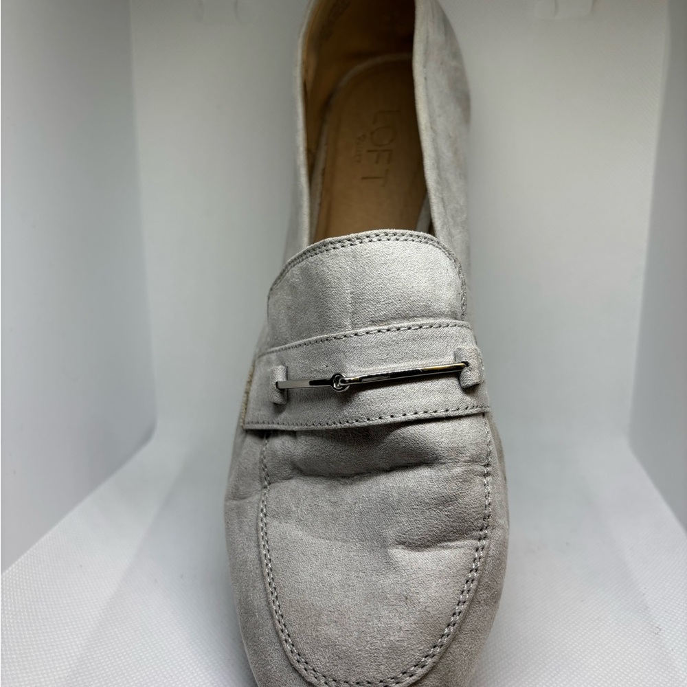 LOFT Gray Flats with Moccasin Stitching and Slip-On Design